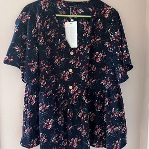 Brand new Bloom Chic navy floral blouse